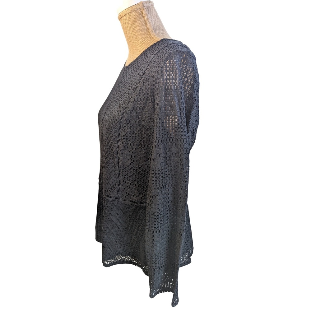 Banana Republic Black Lace Peplum Long Sleeve Top Women's Size L - Picture 2 of 8